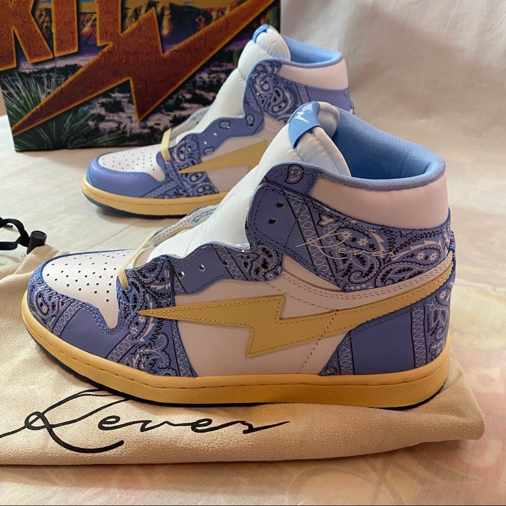 Paris Reeves Air Kiy ‘85 Size 8.5 Blue Bandana Kool Kiy Pop Up Release RARE - Picture 2 of 9